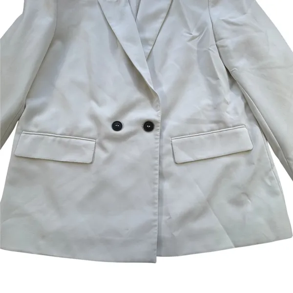Zara Women White Double Breasted Blazer Womens Large Professional Workwear Chic - Image 4