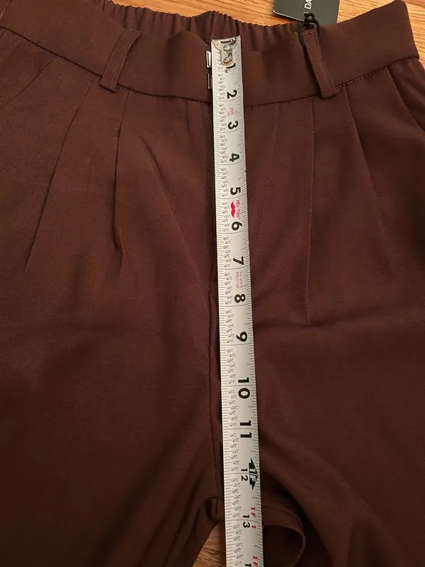 High-Waist Wide-Leg Brown Trousers for Women - Image 5