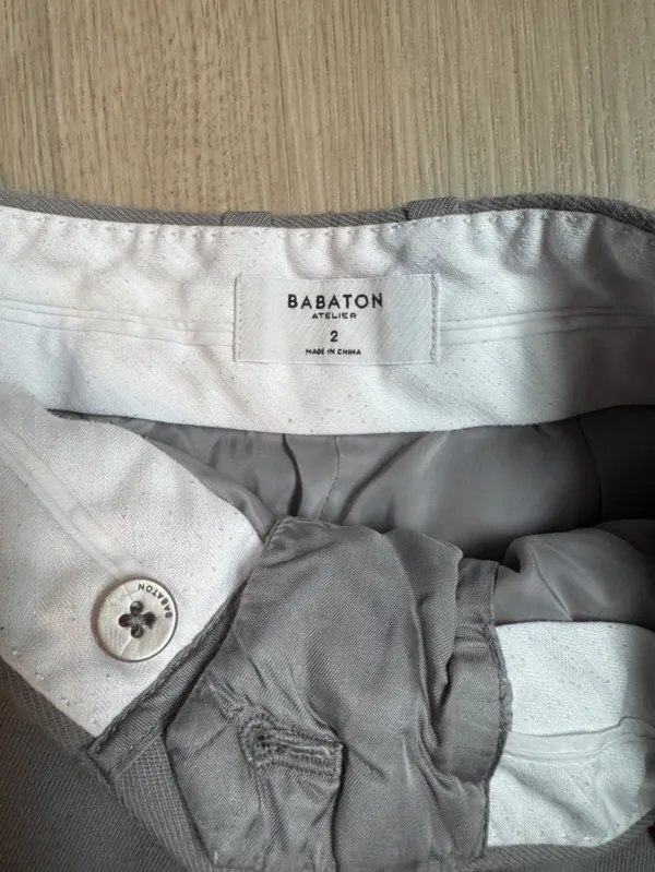 Aritzia Babaton Grey Wool Wide-Leg Trousers - Image 2