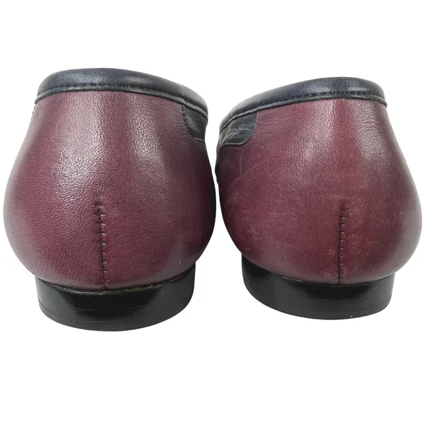 Enzo Angiolini Leather Loafers Flats Colorblock Square Toe Navy Burgundy‎ 5.5 - Image 7
