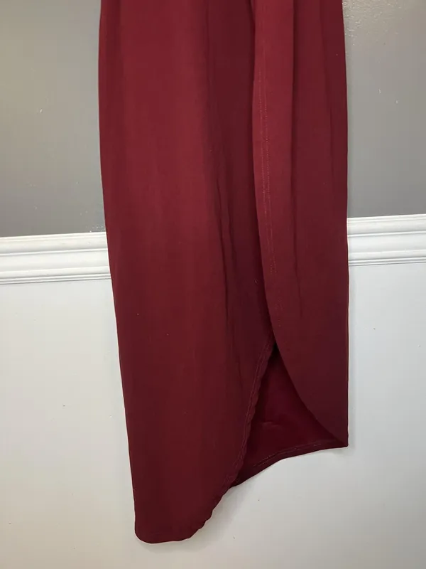 Halter Dress Womens Small Red Cross Front Sleeveless Wide Leg Formal Evening - Image 4