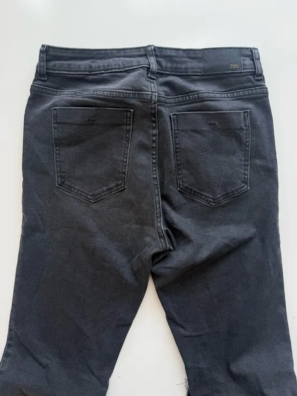 Zara Washed Black High Waisted Flare Jeans Size 6 - Image 5