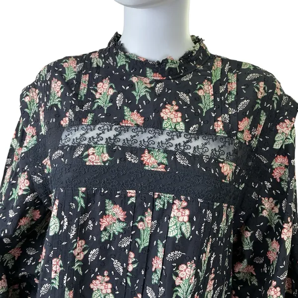Pilcro Anthropologie NWT Large Long‎ Sleeve Mock Neck Swing Mini Dress Floral - Image 9