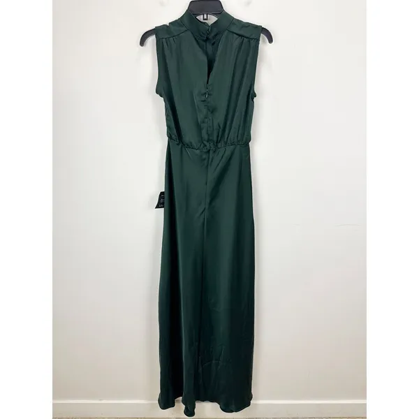 Lulus Classic Elegance Green Satin Sleeveless Mock Neck Maxi Dress Medium NWT - Image 10