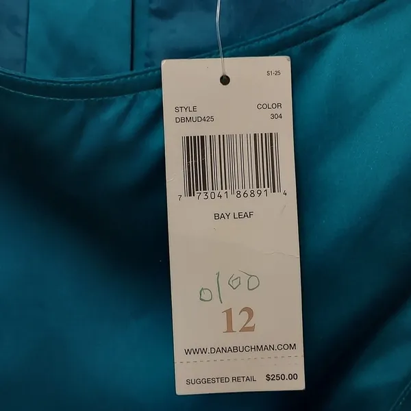NWT Dana Buchman Faux Silk Turquoise Teal Blue Button Crop Tank Blouse Top 12 - Image 7