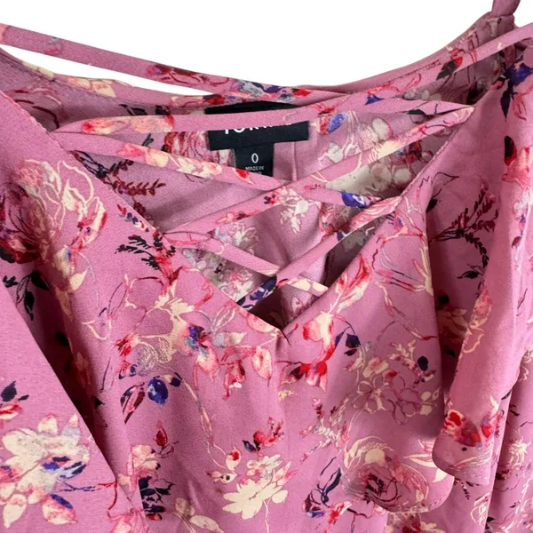 Torrid Georgette Pink Floral Off Shoulder Lightweight Flowy Ruffled Blouse Sz L‎ - Image 5
