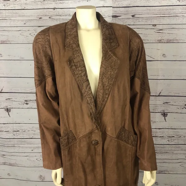 Vintage 80s G-III Global Identity Oversized Slouchy brown leather coat large - Image 16