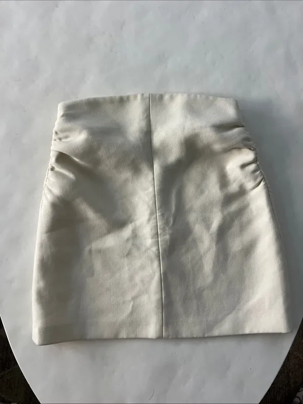 ZARA Cream Ruched Minimalist Mini Skirt XS - Image 2