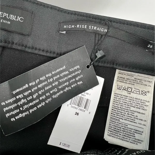 🆕 NWT Banana Republic High Rise Straight Leg Ankle Jeans Wax Coated Black Sz 26 - Image 16