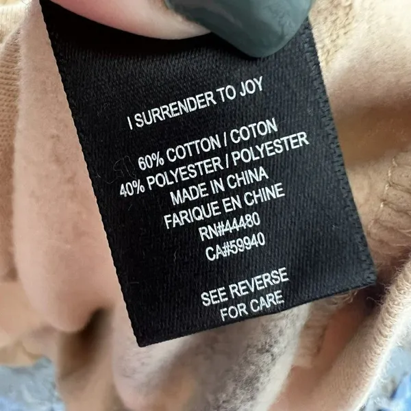 NEW AFRM Cropped Hoodie Sweatshirt SMALL Beige Tan Pink Tie Dye Drawstring NWT - Image 10