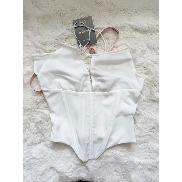 House of CB Strappy Chiffon Corset Top XS - White - Image 2