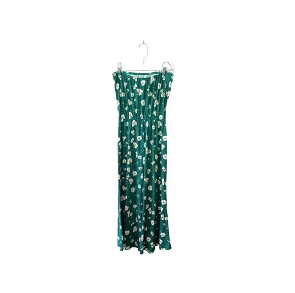 Francesca’s Miami Floral Strapless Jumpsuit Green White Cropped Wide Leg - Image 5