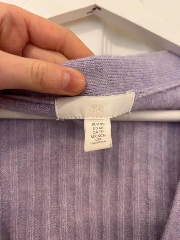 Purple H&M Cardigan V-Neck XS - Image 3