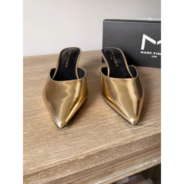 Marc Fisher Ltd Rosa Mules Womens Gold 6 - Image 2