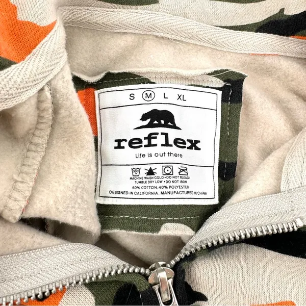 Reflex Camo Full Zip Hoodie Green‎ Tan Blaze Orange Size Medium - Image 5