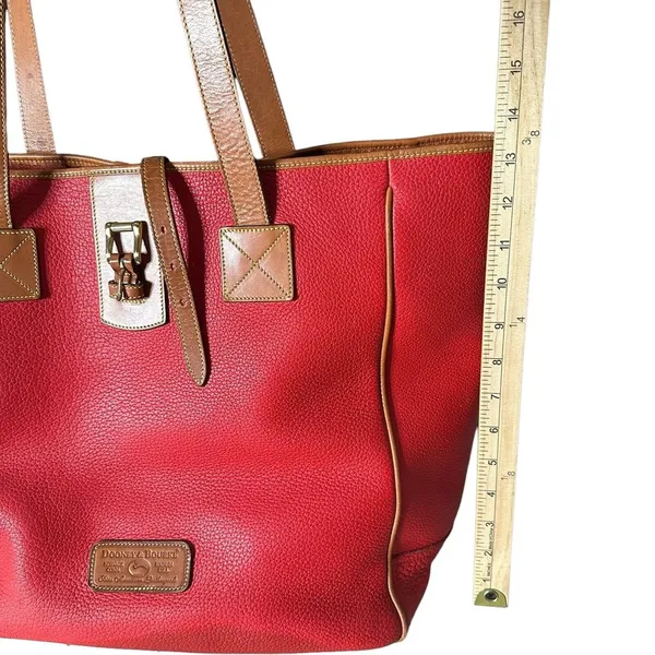 Dooney & Bourke Vintage Large Purse‎ Red Pebbled Leather Tote Bag Adjustable - Image 8