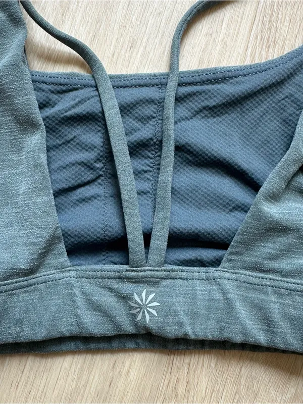 Athleta Heather Grey/Green Sports Bra - Image 4