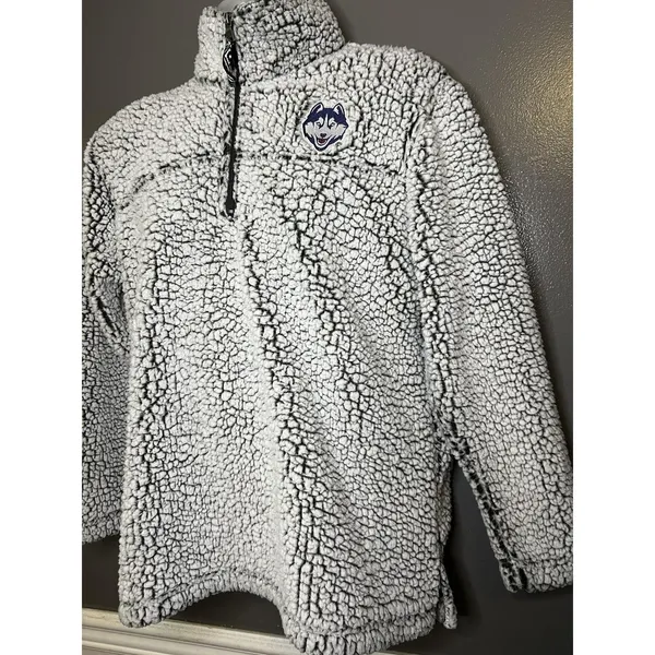 Uconn Huskies Sweatshirt Womens Medium Gray Basketball Sherpa Boxercraft - Image 5