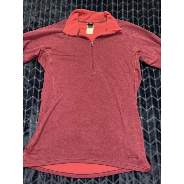 Patagonia Women's Base Layer Capilene Expedition Zip-Neck Pullover Red Sz L VTG - Image 2