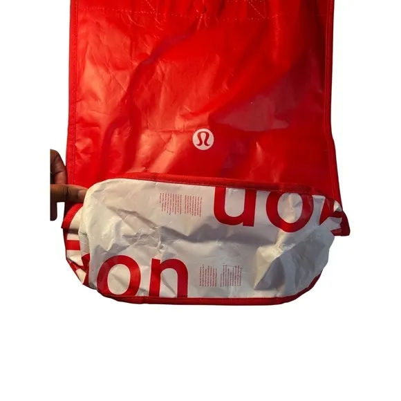 Lululemon Unisex Medium Size Red Tote‎ Bag Travel Sustainability Storage Utility - Image 4