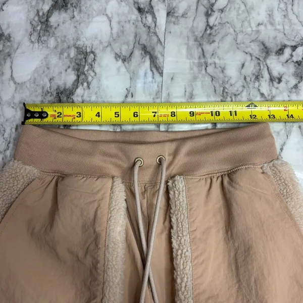 Nike Sherpa Teddy Beige tan Track pants size small pull on casual - Image 5