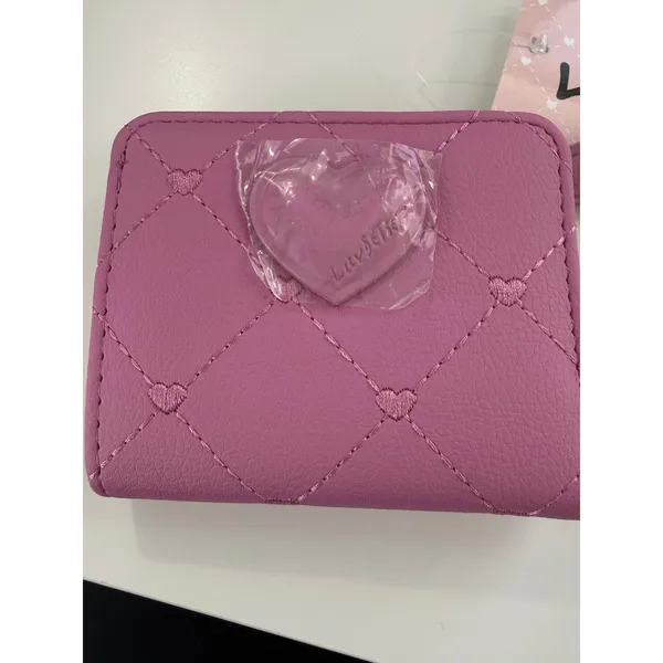 Luv Betsey Pink Quilted‎ Heart Bifold Wallet Y2K Glam LBMONEY Compact NWT - Image 2