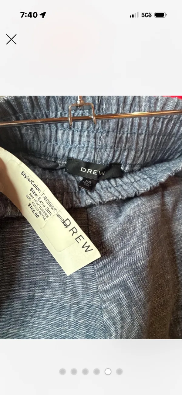 Drew Blue Linen Pants with Subtle Stripes Sz XS NWT Retail $166 - Image 5