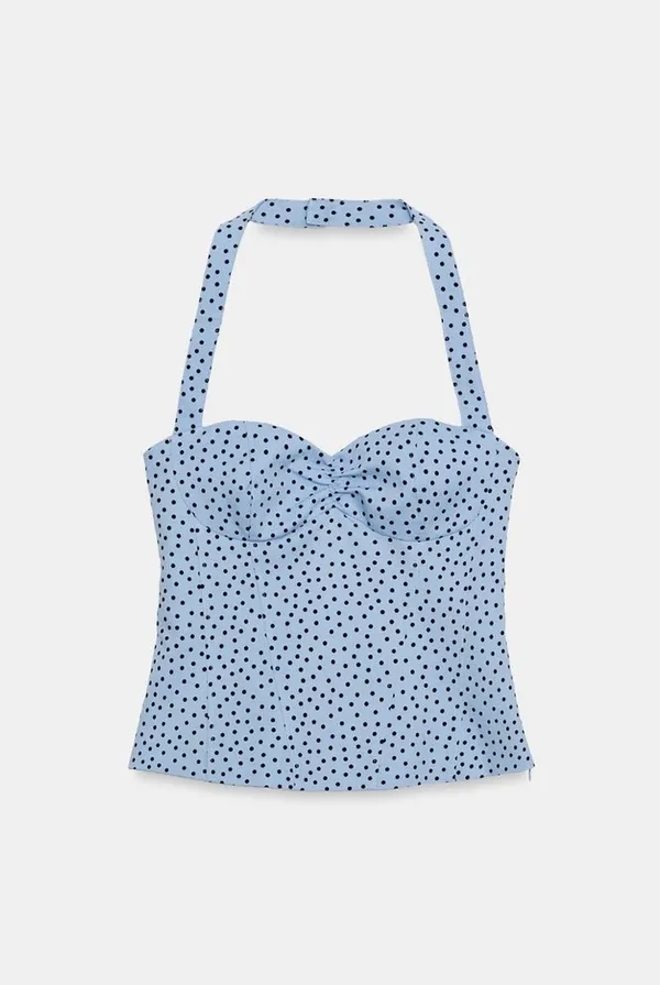 BNWT Zara Blue & Black Polka Dot Halter Top - Image 2