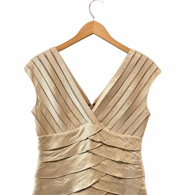 AIdan Mattox Niteline Tan Layers V Neck Casual Mother of Bride Dress - Image 2