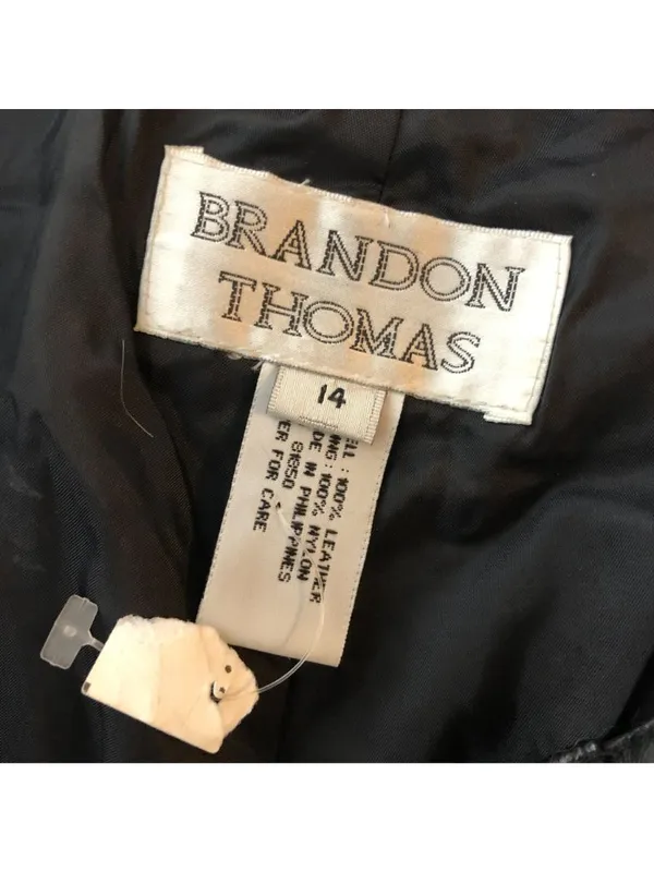 Brandon Thomas Womens Leather Pants Straight Leg Black 14 - Image 4