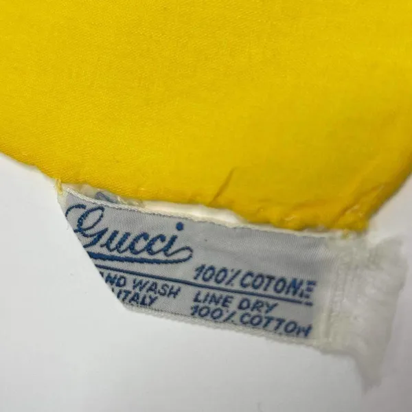 70s to 80s GUCCI Vintage Yellow White Cotton Floral Square Scarf - Image 4