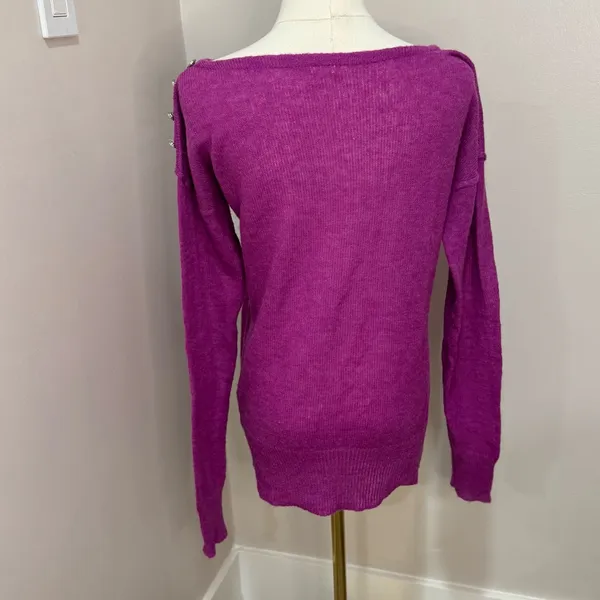 J CREW fuchsia wool blend‎ light weight sweater medium - Image 4