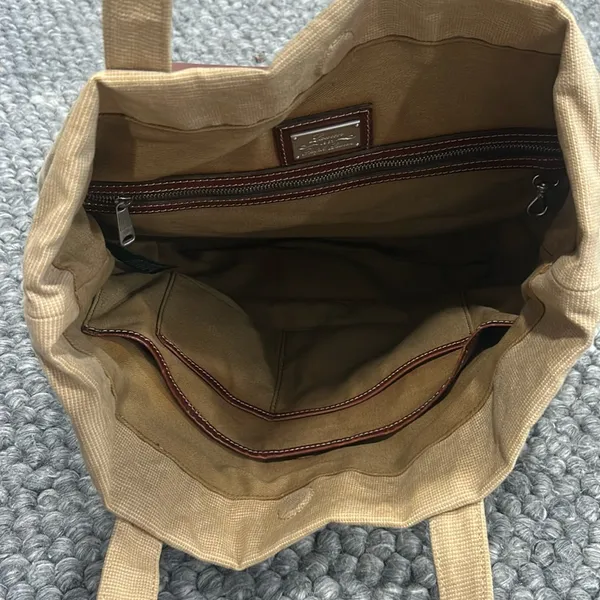 Polo Ralph Lauren Vintage 90's Canvas leather Tote Bag Multi Pocket Khaki - Image 10