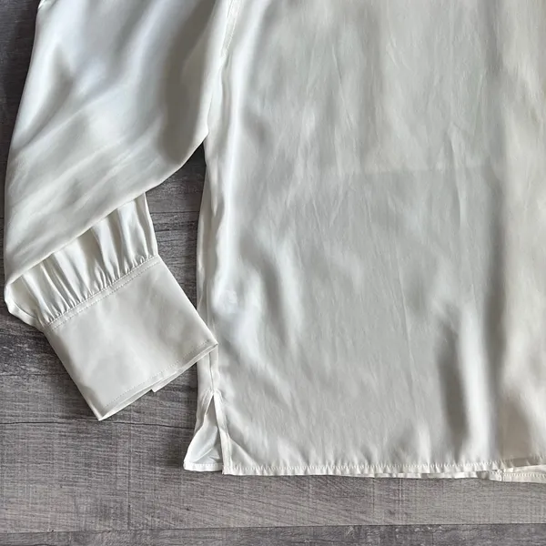 Madewell NEW 100% Silk Utility Pocket Button Up Shirt Women XL Cream Classic - Image 8