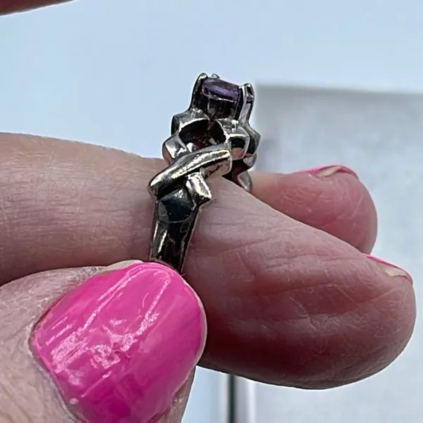 Sterling silver and Amethyst ring size 7 - Image 6