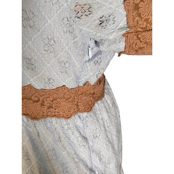 Davi & Dani Blue Lace Trim Tiered Maxi Dress Cottagecore Boho Dress Romantic - Image 11