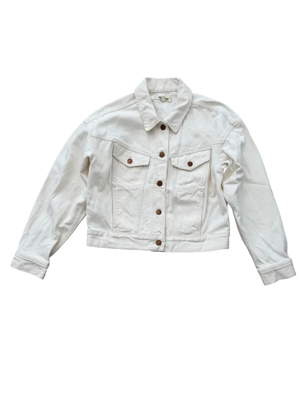 Madewell The Trucker Jean Jacket Size S White Vintage Canvas - Image 3