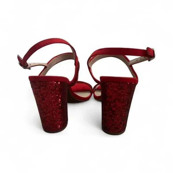 BP Red Glitter Heeled Sandals - Image 3