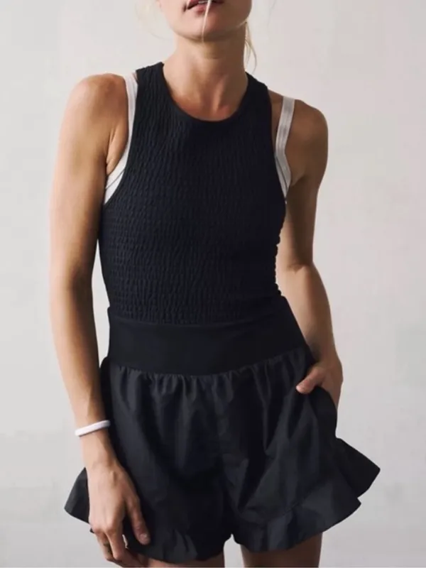 Free People Movement Breathless Shorties Onesie Romper In Black NWT Size Medium - Image 6
