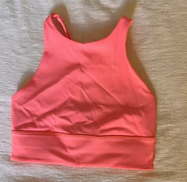 Coral Sunset Ribbed Long Line Energy Bra - Image 3