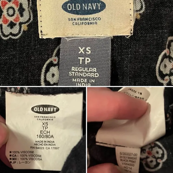 Old Navy Casual Floral Medallion Print MicroPleat front Tshirt Dress Navy XS - Image 10