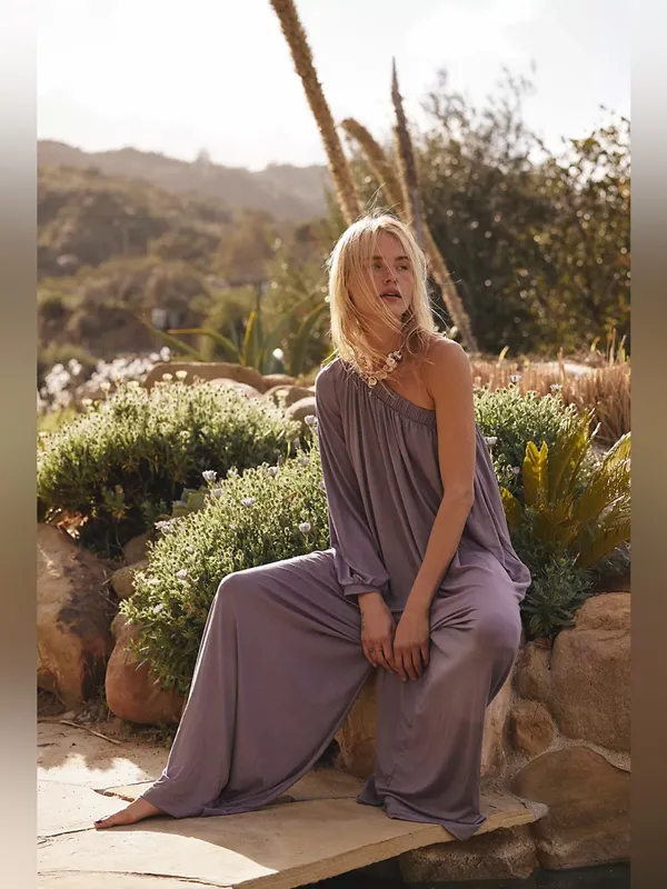 NWT Free People Beach Sunday Stroll One Shoulder Wide Leg Purple Jumper Smals - Image 9
