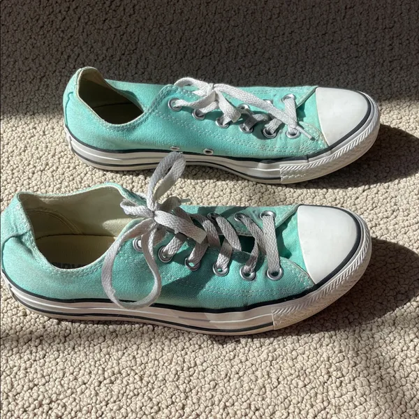 Converse Low Top Sneakers in Teal/Mint Green and White - Image 5