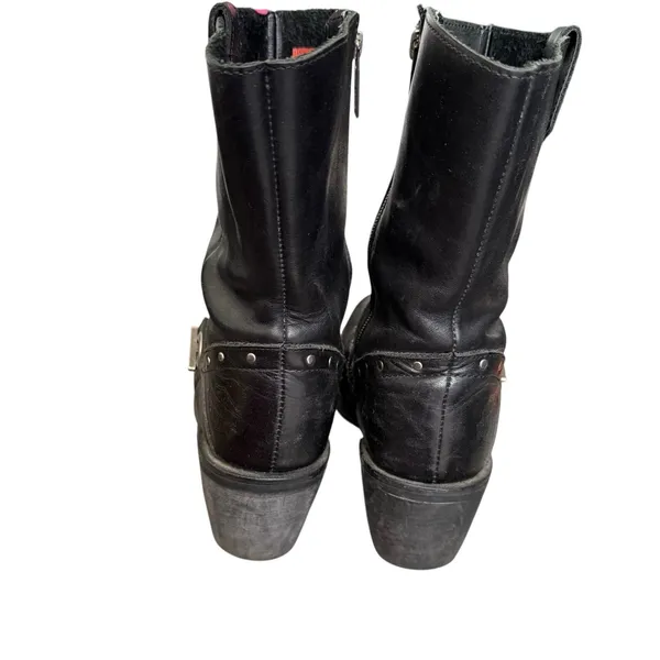 HARLEY DAVIDSON Sz 7 Macie rhinestone Studded Strap Leather Riding Boot Moto - Image 8