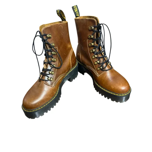 Dr. Martens Leona Butterscotch Brown Women’s New Orleans Leather Heeled Boots 8 - Image 5