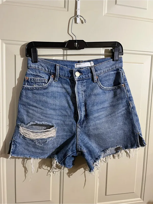 Garage Blue Distressed Denim Cutoff Shorts - Image 7