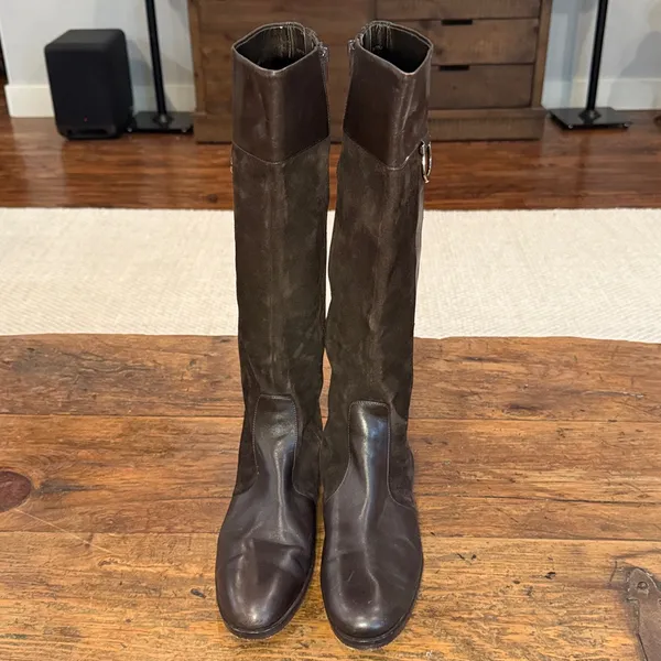 Ann Taylor Brown Leather & Suede Riding Boots Size 7 - Image 2