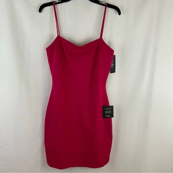 Lulu’s Mini Slip Dress Hot Pink Spaghetti Strap Barbie Glam Party Clubbing NEW - Image 3