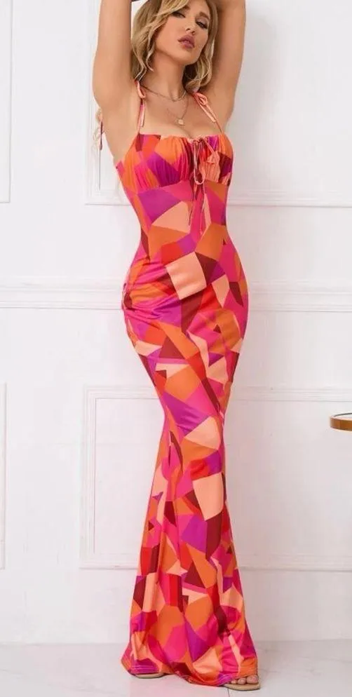 SheIn Pink print maxi dress - Image 6