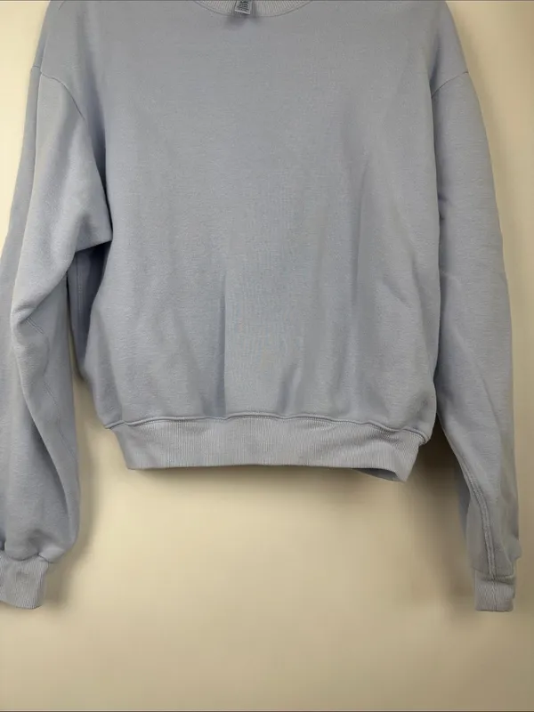 Skims Blue Cotton Blend Crewneck Fleece Sweatshirt Size Small - Image 5